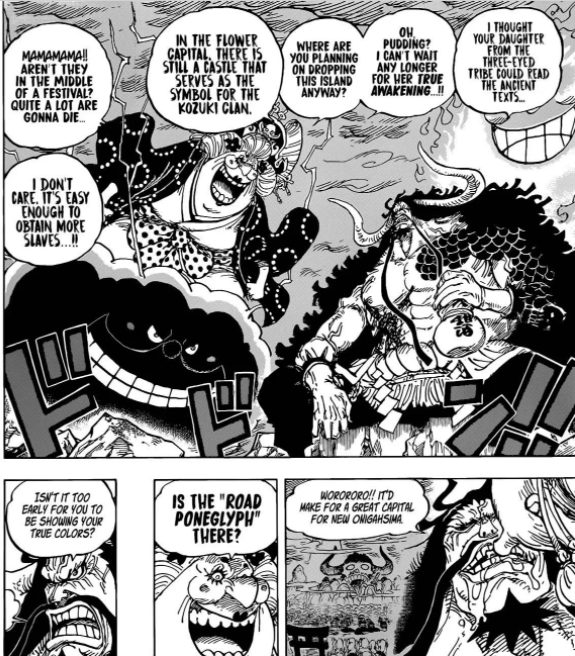 Big Mom, Kaido'dan Hasır Şapka Korsanlarını öldürdüğünde Nico Robin'i canlı bırakmasını ister.