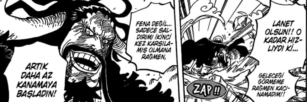 Kaido, Luffy'nin hakisine rağmen ona vurmayı başarabilmişti.