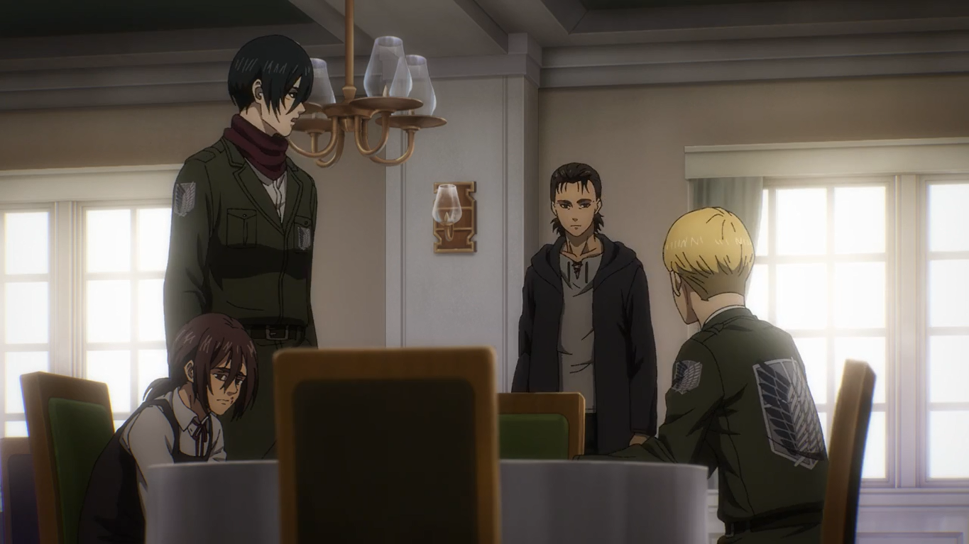 Ancak Attack on Titan 72. bölümde, Mikasa ve Armin'le konuşmak için Eren'in masaya oturmasıyla doruk noktasına ulaştı.